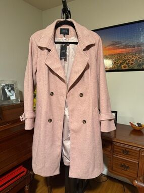 Chartou Women’s Pink Double-Breasted Wool-Blend Coat